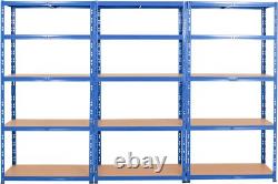 BiGDUG Rayonnage de garage robuste 3 baies 1790H x 900L mm étagères bleues