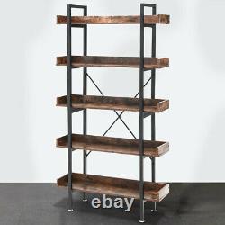 Bois Rustique 5 Étages Plancher Sur Une Plate-forme Display Rack Edged Bookshelf Uk
