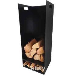 Chariot de rangement pour bûches de bois avec double étagère, support de stockage intérieur près du foyer