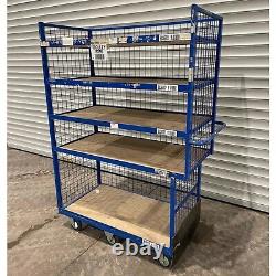 Chariot mobile de rayonnage avec cadre en acier à 6 roues et 5 étagères robuste