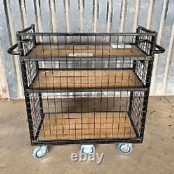 Chariots de picking avec cadre en acier de 6 roues, à usage intensif, et étagères