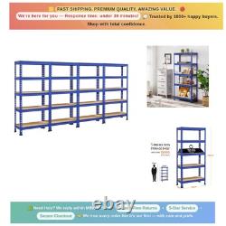 Élégant étagère de garage à 5 niveaux, robuste, réglable, rack de rangement bleu