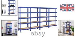 Élégant étagère de garage à 5 niveaux, robuste, réglable, rack de rangement bleu