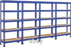 Élégant étagère de garage à 5 niveaux, robuste, réglable, rack de rangement bleu