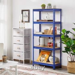 Élégant étagère de garage à 5 niveaux, robuste, réglable, rack de rangement bleu