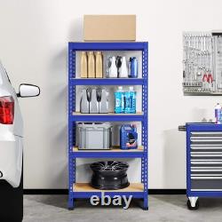 Élégant étagère de garage à 5 niveaux, robuste, réglable, rack de rangement bleu