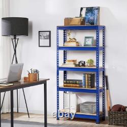 Élégant étagère de garage à 5 niveaux, robuste, réglable, rack de rangement bleu
