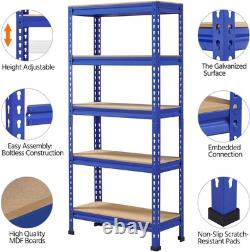 Élégant étagère de garage à 5 niveaux, robuste, réglable, rack de rangement bleu