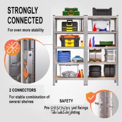 Ensemble de 2 unités de rayonnage en métal pour garage, étagères de stockage lourdes pour entrepôt