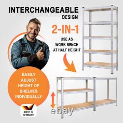 Ensemble de 2 unités de rayonnage en métal pour garage, étagères de stockage lourdes pour entrepôt