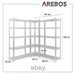 Ensemble de 3 étagères d'angle robustes pour rangement sans boulons AREBOS