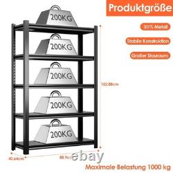 Étagère Métallique Noire Résistante 183x90x40cm avec 5 Niveaux pour Garage et Rangement