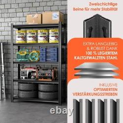 Étagère Métallique Noire Résistante 183x90x40cm avec 5 Niveaux pour Garage et Rangement