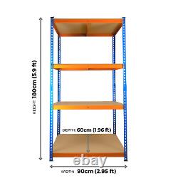 Étagère à 4 niveaux pour garage, unité de rayonnage sans boulon en métal robuste pour le stockage dans un abri de jardin.