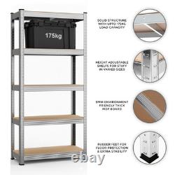 Étagère à 5 niveaux en métal pour garage, rayonnage de rangement robuste, unité d'étagères 150x70x30cm