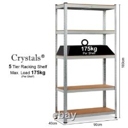 Étagère à 5 niveaux, étagère de rangement lourde, unité de stockage pour garage 180x90x40cm
