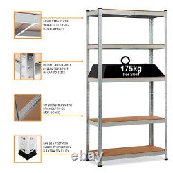 Étagère à 5 niveaux, étagère de rangement lourde, unité de stockage pour garage 180x90x40cm