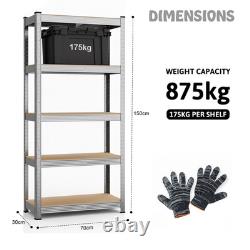 Étagère à 5 niveaux, rayonnage robuste pour garage, unité de rangement, dimensions 150x70x30cm
