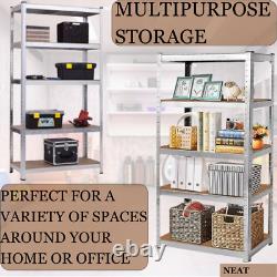 Étagère à 5 niveaux, unité de rangement en acier sans boulons pour garage, étagère de stockage robuste.