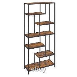 Étagère à livres 6 niveaux Étagère de rangement debout Marron rustique et noir LLS119B01