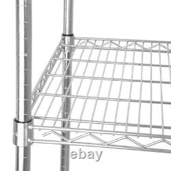 Étagère à quatre niveaux en fil chromé, unité de rayonnage pour cuisine/bureau/commerce, robuste et de 1500mm de hauteur.