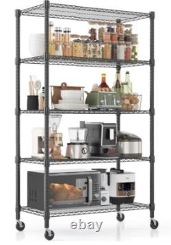 Étagère à rayonnage 4/5 niveaux robuste pour garage avec 4 roulettes