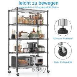 Étagère à rayonnage 4/5 niveaux robuste pour garage avec 4 roulettes