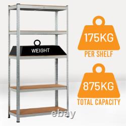 Étagère à rayonnage lourde 5 niveaux pour garage, unité de rangement étagères 180x90x40cm
