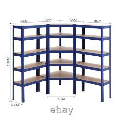 Étagère d'angle en métal à 5 niveaux pour rangement de garage, étagère lourde de coin