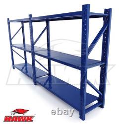 Étagère d'atelier en acier de 2 m de haut, kit de rangement robuste de 300 x 60 cm, 6 étagères, capacité de 300 kg.
