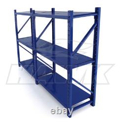 Étagère d'atelier en acier de 2 m de haut, kit de rangement robuste de 300 x 60 cm, 6 étagères, capacité de 300 kg.