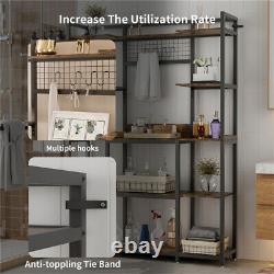Étagère de cuisine à 5 étages pour les boulangers, rustique, avec armoire de rangement, organisateur et unité d'étagères.