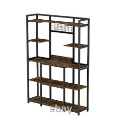 Étagère de cuisine à 5 étages pour les boulangers, rustique, avec armoire de rangement, organisateur et unité d'étagères.