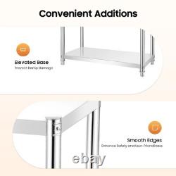 Étagère de cuisine en acier inoxydable à 3 niveaux, réglable, table de travail commerciale robuste