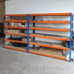 Étagère de garage à 4 niveaux, rayonnage robuste sans boulons, unité en acier.