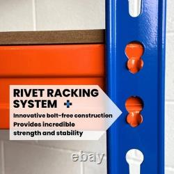 Étagère de garage à 4 niveaux, rayonnage robuste sans boulons, unité en acier.