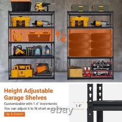 Étagère de garage à 5 niveaux 48x24x72 unité de rangement robuste pour abri de jardin
