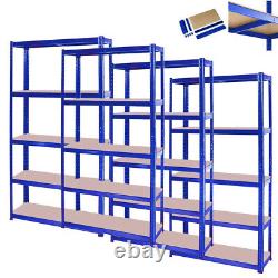 Étagère de garage à 5 niveaux en métal de 4x 1.8m de couleur bleue, support de rangement robuste de qualité industrielle (UKDC)