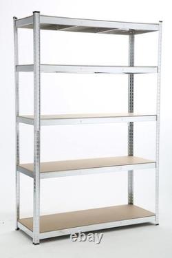 Étagère de garage à 5 niveaux, unité de rangement en acier sans boulons, robuste.