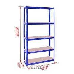 Étagère de garage en métal à 5 niveaux 4x 1,8 m, rangement robuste, bleu, UKed