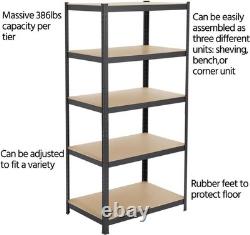 Étagère de garage en métal réglable à 5 niveaux, robuste, 180x90x60cm