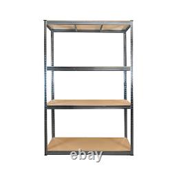 Étagère de garage galvanisée à 4 niveaux, capacité de 175 kg, étagère de rangement en métal robuste pour abri de jardin