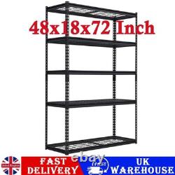 Étagère de garage robuste 48x18x72, rack de rangement à étagères en fil ajustables à 5 niveaux