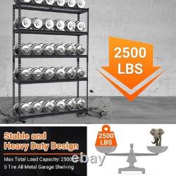 Étagère de garage robuste 48x18x72, rack de rangement à étagères en fil ajustables à 5 niveaux
