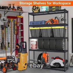 Étagère de garage robuste 48x18x72, rack de rangement à étagères en fil ajustables à 5 niveaux