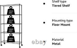 Étagère de rangement à 5 niveaux Actask avec unité de rayonnage robuste sur roues, hauteur