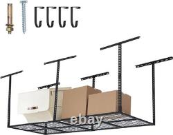 Étagère de rangement au plafond de garage robuste 96x36in, étagères en acier réglables 600LBS