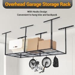 Étagère de rangement au plafond de garage robuste 96x36in, étagères en acier réglables 600LBS
