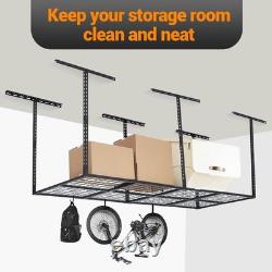 Étagère de rangement au plafond de garage robuste 96x36in, étagères en acier réglables 600LBS