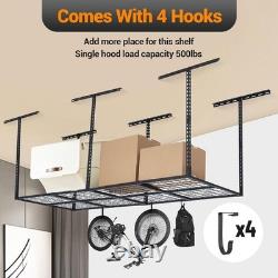 Étagère de rangement au plafond de garage robuste 96x36in, étagères en acier réglables 600LBS